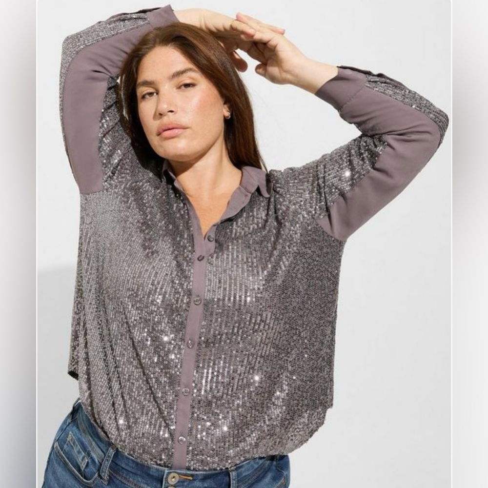 Torrid sequined button-down